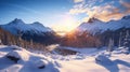 Mountain Sunrise Serenity: The Sun\'s First Glimpse Over Majestic Peaks