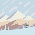 Winter at the mountains, great outdoors editable vector poster