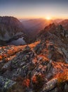 Mountain sunset autumn Tatra landscape, Slovakia and Poland Royalty Free Stock Photo