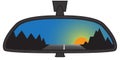 Mountain Sunset In Chunky Rear View Mirror Royalty Free Stock Photo