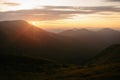 Epic sunset in the Carpathian mountains