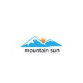 Mountain and sunset logo simple color illustration landscape vector design Royalty Free Stock Photo