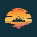 Mountain at sunset logo template Royalty Free Stock Photo