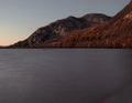 Mountain sunset over a mountain lake during late autumn Royalty Free Stock Photo