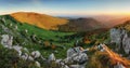 Mountain sunset panorama landcape in Slovakia, Suchy peak Royalty Free Stock Photo