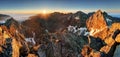 Mountain sunset panorama landscape in Tatras, Rysy, Slovakia Royalty Free Stock Photo