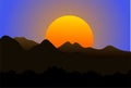 Mountain sunset vector background