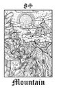 Mountain. Tarot card from vector Lenormand Gothic Mysteries oracle deck