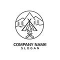 Mountain, tent and campfires for the campsite icon logo graphic resource Royalty Free Stock Photo