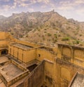 Mountain top fortifications above Jaipur, Rajasthan, India