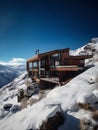 Mountain-Top Luxury: Generative AI Creates a Stunning Snow-Capped Summit Home Royalty Free Stock Photo