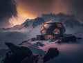 Mountain-Top Luxury: Generative AI Creates a Stunning Snow-Capped Summit Home Royalty Free Stock Photo