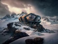 Mountain-Top Luxury: Generative AI Creates a Stunning Snow-Capped Summit Home Royalty Free Stock Photo