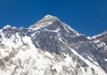 Mountain top of Mount Everest and Nuptse rock face Royalty Free Stock Photo