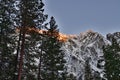 The Mountain top opposite to Horsetail Fall at Yosemite National Park Royalty Free Stock Photo