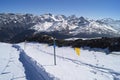 Mountain top panorama view from ski slope Royalty Free Stock Photo