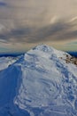 Mountain top and sky with storm. Climatological concept