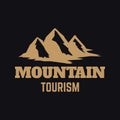 Mountain tourism. Emblem template with rock peak. Design element for logo, label, emblem, sign, poster. Royalty Free Stock Photo