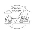 Mountain tourism outline background. Minimalistic