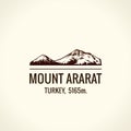 Mountain tourist vector logo. Emblem Mount adventures outdoors. Royalty Free Stock Photo