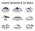 Mountain tourist vector logos set. Posters adventures outdoors. Royalty Free Stock Photo