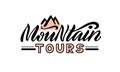 Mountain tours black handwritten lettering