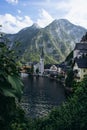 The mountain town of Hallstatt and Hallstatter See lake Royalty Free Stock Photo