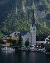 The mountain town of Hallstatt and Hallstatter See lake Royalty Free Stock Photo