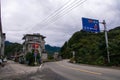 The mountain town beside the highway, the entrance of Jiangkou Town, Shaanxi.