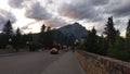 Mountain town road. Evening time. Banff. Alberta