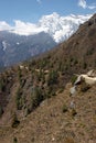 Everest mountain trail near Namche Bazaar, Himalayas, Nepal Royalty Free Stock Photo