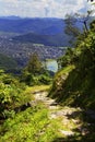 Mountain trail in Himalayas in sunny day. Pokhara, Nepal Royalty Free Stock Photo