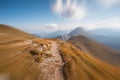 Mountain trail in motion blur