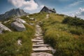 Mountain trail in Tatra National Park, Poland. Travel and hiking concept. Generative AI