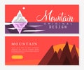 Mountain Travel Banner Design with Peaky Summit Vector Template