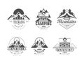 Mountain Trekking, Camping and Expedition Logo Design Vector Set
