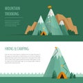 Mountain trekking, hiking, climbing and camping concept. Hiking Royalty Free Stock Photo