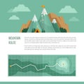 Mountain trekking, hiking, climbing and camping concept. Hiking