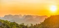 Mountain tropical landscape at sunset Royalty Free Stock Photo