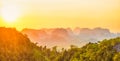 Mountain tropical landscape at sunset Royalty Free Stock Photo