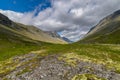 Mountain tundra with mosses and rocks covered with lichens, Hibiny mountains above the Arctic circle, Kola peninsula Royalty Free Stock Photo