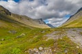 Mountain tundra with mosses and rocks covered with lichens, Hibiny mountains above the Arctic circle, Kola peninsula Royalty Free Stock Photo