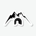 Mountain tunnel flat sticker icon isolated on gray background