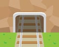 Mountain Tunnel and railroad in flat style