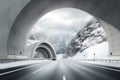 Mountain tunnel road. Generate Ai Royalty Free Stock Photo