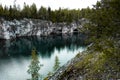 Mountain turquoise lake in a marble canyon Royalty Free Stock Photo