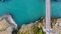 Mountain turquoise river, rocky banks aerial view. Drone shooting. Katun River, Altai