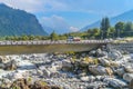 Mountain valley during sunny day. Natural summer landscape Royalty Free Stock Photo