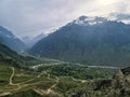 A mountain valley in the gorge of the Cherek-Balkar River in the vicinity of the Gymyhli tract. Caucasus 2021