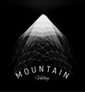 Mountain valley grid concept. Wireframe polygon landscape element, digital triangles geometric modern mountains peak